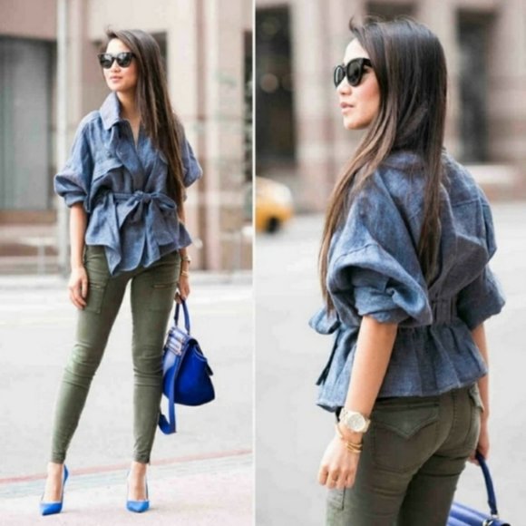 Marissa Webb Anorak Kayla Denim Linen Chambray Jacket - Picture 1 of 16